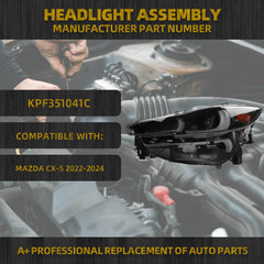 Full LED Headlight W/O AFS Compatible With Mazda CX-5 2022 2023 2024 W/DRL Front Left Driver Side Headlamp Assembly Replaces# KPF151030
