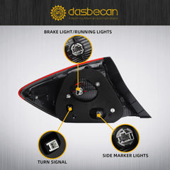 Right Passenger Side Tail Light Assembly with Bulb Compatible with 2013 2014 2015 Honda Civic 4-Door Sedan Brake Rear Lamp Replaces# HO2805102 33500-TR0-A51