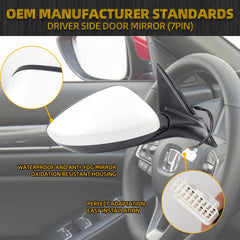 Right Passenger Side Door Mirror Compatible with Honda Accord Sport Hybrid EX 2018-2022 Power | Heated | Blind Spot Detection | 76208-TVA-A22, HO1321329, Side View Mirror (7Pins-White)