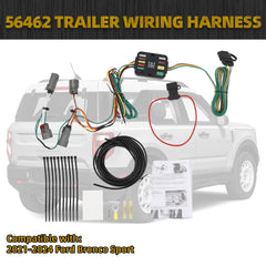 56462 Trailer Wiring Harness Compatible with 2021-2025 Ford Bronco Sport 4-Pin Connector Towing Wiring Kit