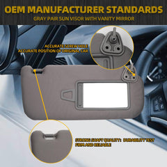 Left Driver & Right Passenger Side Sun Visor Sun Shade with Vanity Mirror Compatible with Hyundai Elantra 2007 2008 2009 2010 Replace# 852012H0208M (Gray)