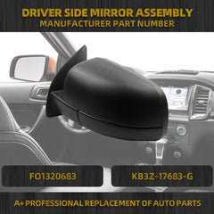 Left Driver Side Mirror Compatible with 2019-2023 Ford Ranger Lariat Matte Black Door Mirror with Power Electric Glass, Powel Folding, Blind Spot Glass Replace# FO1320683 KB3Z-17683-G(7 pins)