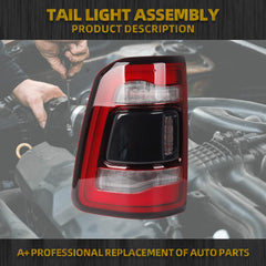Left Driver Side Tail Light Assembly Rear Lamp LED Compatible With Dodge Ram 1500 2019 2020 2021 2022 without blind spot (Black Cover)