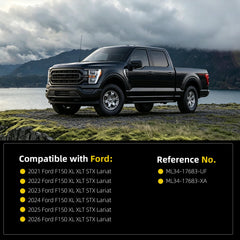 5pins Left Outside Mirror Assembly Compatible With 2021 2022 2023 2024 Ford F-150 Power Adjustment Heated Manual Folding Matte Black Rearview Mirror