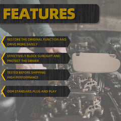 Left Driver Side Car Sun Visor W/Mirror Compatible with Dodge Ram 1500 2500 3500 2002 2003 2004 2005 2006 2007 2008 2009 Replaces# 1902167