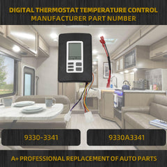9330A3341 Digital Thermostat 12V Compatible with Coleman Mach 9- Series RV Digital Thermostat, Black Wall Mount Hot/Cool Temperature Control Replace# 9330-3341(8+2Pins)