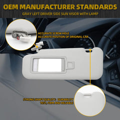 Gray Left Driver Side Sun Visor Replacement with Vanity Light |Makeup Mirror| Compatible with 2014 2015 2016 2017 2018 2019 Mazda3 2014 2015 2016 2017 2018 Mazda6
