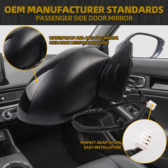Passenger Right Side Mirror Compatible with 2022-2025 Honda Civic With Power Glass, Manual Folding, Match to Crystal Black Pearl Replaces# HO1320350 76208T20A01 (3Pins)
