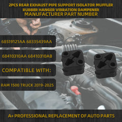 Rear Exhaust Pipe Support Isolator Muffler Rubber Hanger Vibration Dampener(2PCS) Compatible With Ram 1500 Truck 2019-2025 Replace# 68519121AA 68335439AA 68410310AA 68410310AB