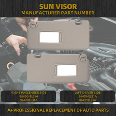 Left Driver and Right Passenger Side Sun Visor Compatible with Nissan Versa 2007-2012 Replace 96401-EL31A 96400-EL31A Sunvisor Replacement(Gray)