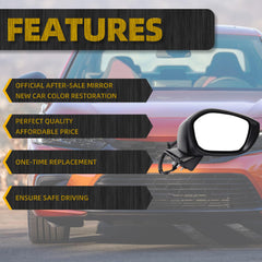 Passenger Right Side Mirror Compatible with 2022-2025 Honda Civic With Power Glass, Manual Folding, Match to Crystal Black Pearl Replaces# HO1320350 76208T20A01 (3Pins)