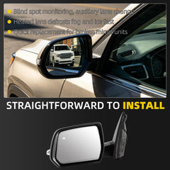 Side Rear View Mirror Compatible with 2020-2024 GMC Acadia SLT|AT4|DENALI Heated Turn Signal Memory Door Mirror Assembly Driver Left Replace GM1320655 84443079 84443079-PFM (15 Pin)
