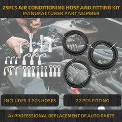 25PCS Air Conditioning Hose and Fitting Kit 6.5ft #6#8#10 AC Hose Kit, #6#8#10 AC Fittings