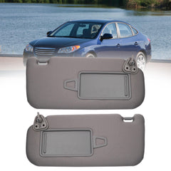 Left Driver & Right Passenger Side Sun Visor Sun Shade with Vanity Mirror Compatible with Hyundai Elantra 2007 2008 2009 2010 Replace# 852012H0208M (Gray)