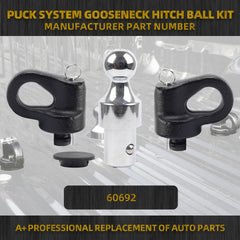 60692 Gooseneck Ball Safety Chain Kit Gooseneck Hitch Kit 30000lbs 2-5/16-Inch Compatible with F250 F350 F450 Sierra Silverado 2500 3500 HD with Carrying Case