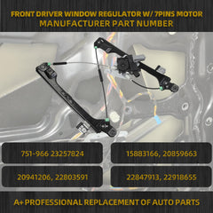 Power Window Regulator with Motor Front Left Driver Side Compatible with Cadillac SRX 2010-2015 Saab 9-4X 2011 with Anti-Pinch Replaces#751-966 (7PINS)