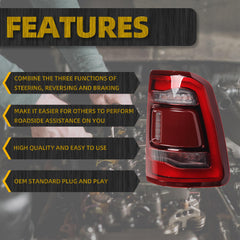 Right Passenger Side Tail Light Assembly Rear Lamp LED Type Compatible With Dodge Ram 1500 2019 2020 2021 2022 2023 Blind spot module can be installed (Red Cover)