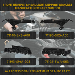 Front Left Right Side Headlight & Bumper Bracket Mount Support Retainer Kit Compatible with 2007-2011 Honda CR-V Replace# 71140-SXS-A00, 71193-SWA-003, 71190-SXS-A00, 71198-SWA-003 (4Pcs)