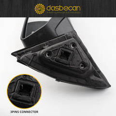 Right Passenger Side Mirror Compatible with Chevrolet Chevy Impala 2014-2019 Manual Folding Power Glass Non-Heated Black 3Pins Replaces 22936945