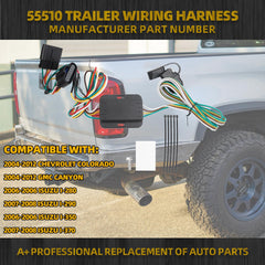 55510 4-Pin Flat Trailer Wiring Harness Kit Compatible with Chevrolet Chevy Colorado GMC Canyon 2004-2012 Isuzu I-280 I-290 I-350 I-370 2006-2008 4-Way Connector Tow Hitch Wiring Harness
