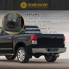 Tailgate Handle Backup 720P Rear View Camera Compatible with 2007-2013 Toyota Tundra Replace#69090-0C051 IP67 Waterproof 155° Horizontal Vertical 115° Reverse View Rear Camera