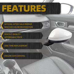Driver Left Side Mirror Compatible with 2022-2025 Honda Civic With Power Glass, Manual Folding, Match to Platinum White Pearl Replaces# HO1320350 76208T20A01 (3Pins)