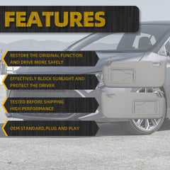 Gray Pair Sun Visor with Vanity Mirror Compatible with Toyota Corolla 2019 2020 2021 2022 2023 2024 Replaces# 74320-02F50-A0