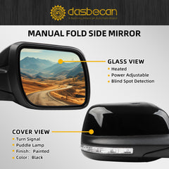 Right Passenger Side Mirror Compatible with Ford Explorer 2011-2019 Power Glass Heated with Turn Signal Light Puddle Lamp Blind Spot Detection BSD Rearview Mirror Black 9Pins