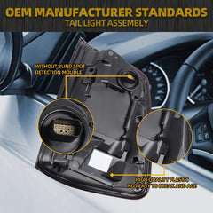 Left Driver Side Tail Light Assembly Rear Lamp LED Compatible With Dodge Ram 1500 2019-2023 Blind spot module can be installed (Black Cover)