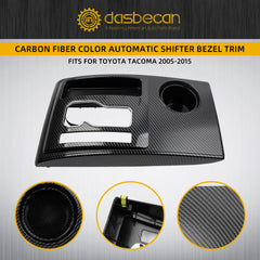 Center Console Shifter Bezel Gear Shift Panel Cover Cup Holder Trim Compatible with Toyota Tacoma 2005-2015, Carbon Fiber Color Gear Shift Trim Replaces# 58822-AD010 58822AD010