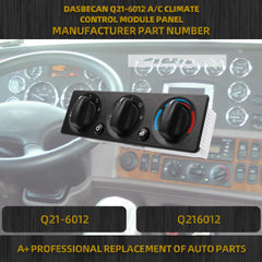 Q21-6012 Trucks HVAC Heater Climate Control Module Panel A/C Air Conditioning Control Switch Compatible with 2008-2015 Peterbilt 384 Cab Air Conditioning Controller Switch Replace# Q216012