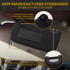 Driver Side Sun Visor Compatible with Nissan Sentra 2013 2014 2015 2016 2017 2018 2019 Replaces# 96400-3SG8A Front Left | Sun Protection Shade | Makeup Mirror | Black
