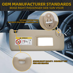 Beige Right Passenger Side Sun Visor Compatible with 2010-2023 Lexus GX460 2009-2023 Toyota Land Cruiser Prado KDJ155 /KDJ150 Replace# 74310-0G030-A0