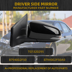 Left Driver Side Mirror Compatible with Toyota Corolla 2014-2019 Power Glass Heated with Turn Signal Light Door Mirror Assembly Replaces TO1320295 8794002F50 Black 7Pins