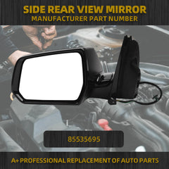 Left Driver Side Mirror Compatible with 2020-2021 Chevrolet Traverse Power Heated Manual Foldin Black Cover Replace Rear View Mirror 85535695 (5pin)