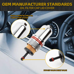 Oil Filter Cap Lid Cover Compatible with Ford Fusion/F-150 2.7L V6/EcoBoost Replaces# FT4Z6A832C FT4Z-6A832-C Aluminum Housing