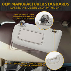 Left Driver Side Sun Visor with Light Compatible with Nissan Sentra 2013 2014 2015 2016 2017 2018 2019 Replaces# 96401-3SG8A | Sun Protection Shade | Makeup Mirror | Vanity Light | Gray