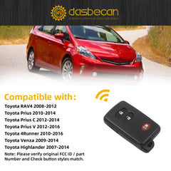 Key Fob Replacement Compatible with Toyota RAV4 2008-2012 Toyota Prius 2010-2014 Toyota Highlander 2007-2014 Keyless Entry Remote Control Replace#89904-48100 HYQ14AAB 3 Buttons
