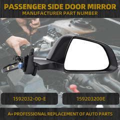Passenger Side Mirror Assembly Solid Black Compatible with 2017-2023 Tesla Model 3 Right Side Rearview Mirror with Power Adjusted/ Power Fold/ Heated Glass/ Memory Recall