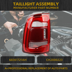 Tail Light Assembly LED Compatible With Dodge Ram 2500 3500 2019-2023 Rear Lamp Left Driver Side 68361721AH (Red Cover)