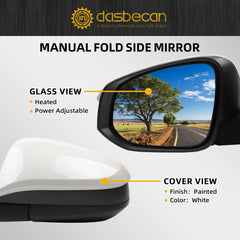 Left Side Mirror White Compatible with 2014-2023 Toyota 4Runner Heated Power Adjustment Driver Door Mirror Rear View Assembly 5PINS# 8794035B60-PFM TO1320313