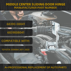 68390-08041 Left Slide Door Hinge Assembly Compatible with Toyota Sienna 2011-2020 Center Sliding Door Roller & Hinge 68380-08041