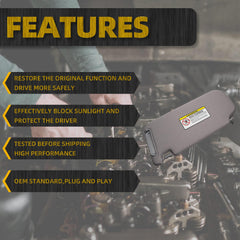 Right Passenger Side Sun Visor with Light |Makeup Mirror| Compatible with Hyundai Elantra 2007-2010 Replace #852012H0208M 85201-2H110-8M 85202-2H110-8M 85201-2H110-4W 85202-2H110-4W (Gray)