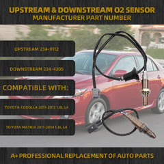 Oxygen O2 Sensor 2PCS Compatible with 2011-2013 Corolla 2011-2014 Toyota Matrix 1.8L L4 Upstream & Downstream Replaces# 234-9112 234-4305