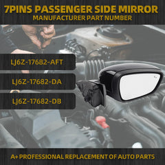 Right Passenger Side Door Mirror Assembly Compatible with Ford Escape 2020 2021 2022 2023 Power Glass Heated with Blind Spot Dectection Black 7Pins Replaces LJ6Z-17682-DA