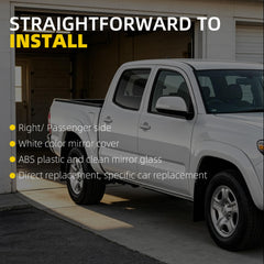 Passenger Side Mirror Compatible with 2012-2015 Toyota Tacoma 5pin White Right Mirror with Turn Signal Light/ Power Adjustable Glass/ Manual Folding Replace TO1321283/ 8791004190