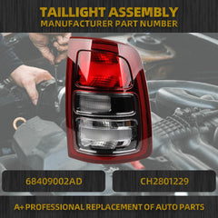 Tail Light Assembly Halogen Compatible With Dodge Ram 2500 3500 2019-2023 Rear Lamp Right Passenger Side 68409002AD (Black Cover)