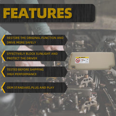 Beige Right Passenger Side Sun Visor Compatible with 2010-2023 Lexus GX460 2009-2023 Toyota Land Cruiser Prado KDJ155 /KDJ150 Replace# 74310-0G030-A0