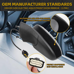 Left Driver Side Mirror Assembly Compatible with Ford Fusion 2016-2022 Rear view Mirror | Electric Adjustment |Black | Replace# FS7Z-17683-B | 3Pins