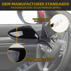 Right Passenger Side Door Mirror Compatible with Honda Accord EXL Hybird Touring 2018-2022 Power | Heated | Blind Spot Detection |Turn Signal | HO1321330 76201TVAA31ZJ, (8Pins-Black)